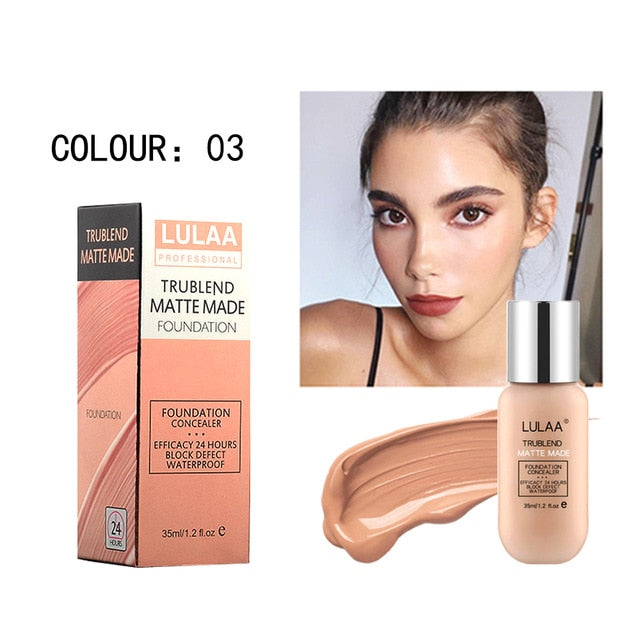 LULAA 35ml Base Makeup Foundation Long-lasting Full Coverage Face Concealer Matte Cushion Liquid Foundation Korean Cosmetic