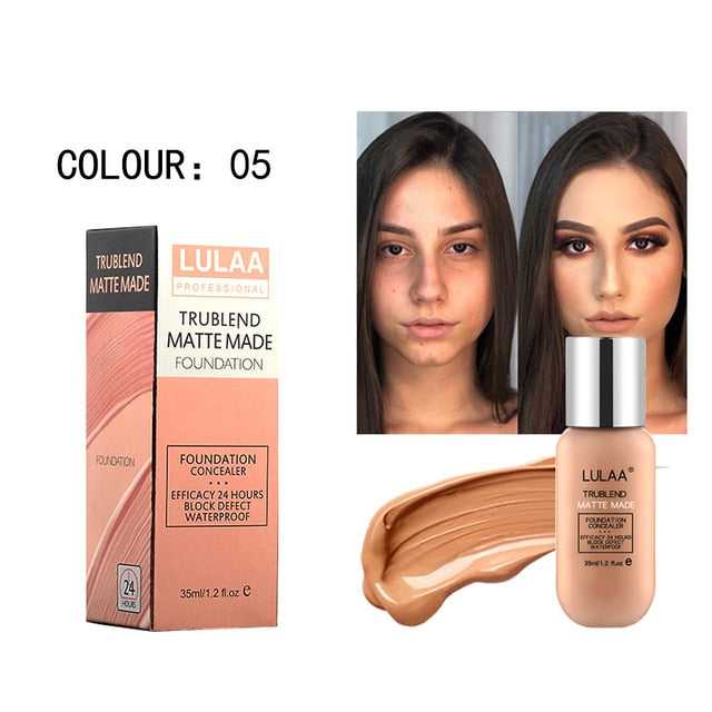 LULAA 35ml Base Makeup Foundation Long-lasting Full Coverage Face Concealer Matte Cushion Liquid Foundation Korean Cosmetic