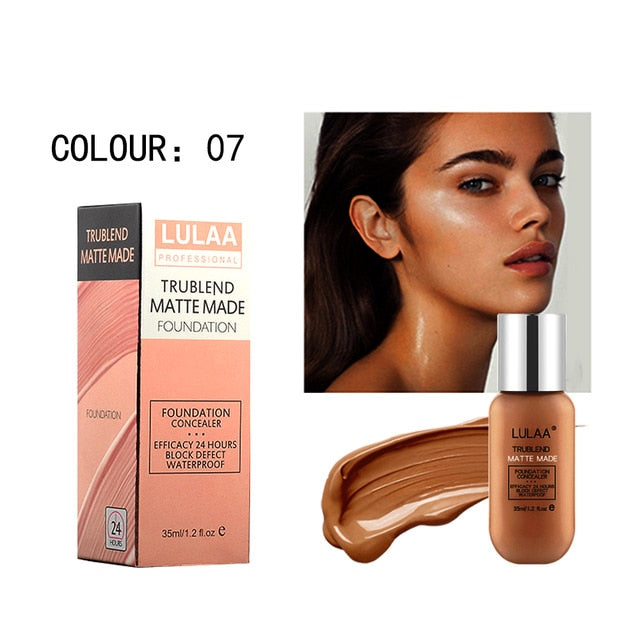 LULAA 35ml Base Makeup Foundation Long-lasting Full Coverage Face Concealer Matte Cushion Liquid Foundation Korean Cosmetic