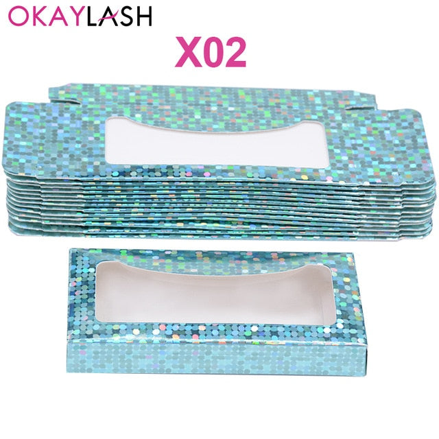 OKAYLASH Newes 50/100pcs Carton Paper Packing Box  for 25mm long EyeLash Wholesale Bulk Cheap Pretty Lashes Storage Packaging