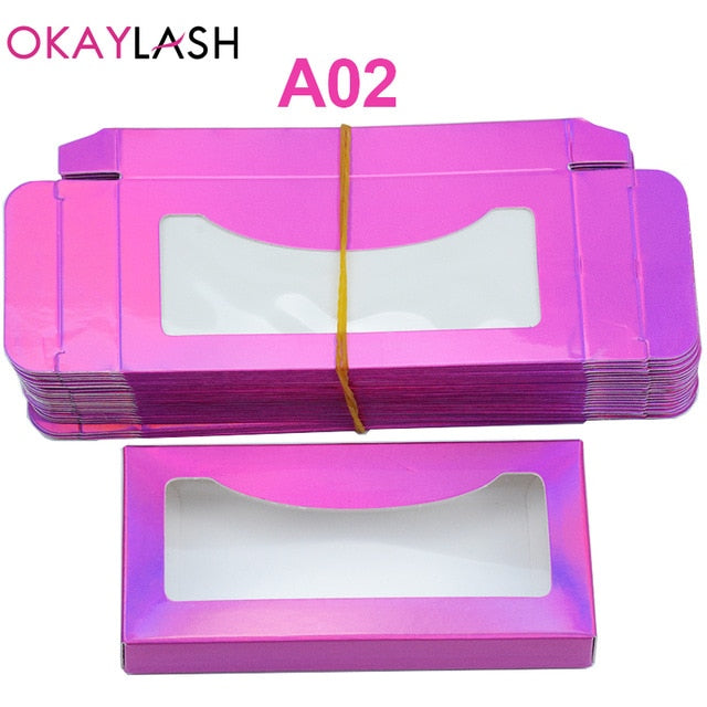 OKAYLASH Newes 50/100pcs Carton Paper Packing Box  for 25mm long EyeLash Wholesale Bulk Cheap Pretty Lashes Storage Packaging