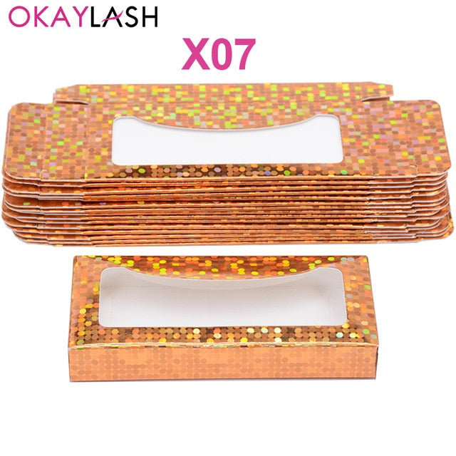 OKAYLASH Newes 50/100pcs Carton Paper Packing Box  for 25mm long EyeLash Wholesale Bulk Cheap Pretty Lashes Storage Packaging