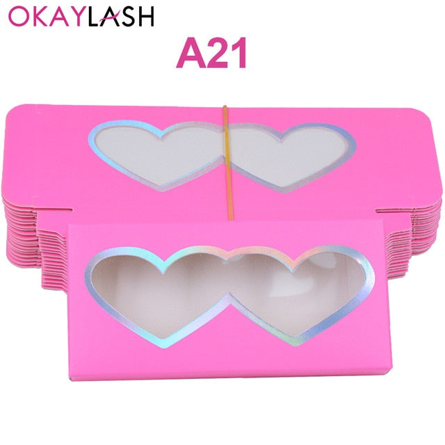 OKAYLASH Newes 50/100pcs Carton Paper Packing Box  for 25mm long EyeLash Wholesale Bulk Cheap Pretty Lashes Storage Packaging