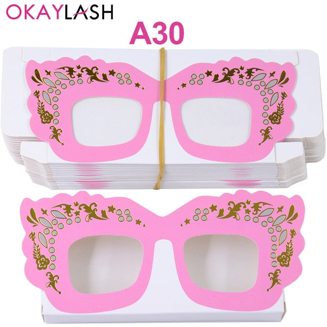 OKAYLASH Newes 50/100pcs Carton Paper Packing Box  for 25mm long EyeLash Wholesale Bulk Cheap Pretty Lashes Storage Packaging