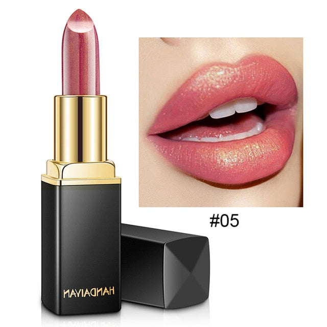 Handaiyan Waterproof Nude Glitter Lipstick Makeup Long Lasting Velve Red Mermaid Sexy Shimmer Lip Stick Cosmetics Beauty