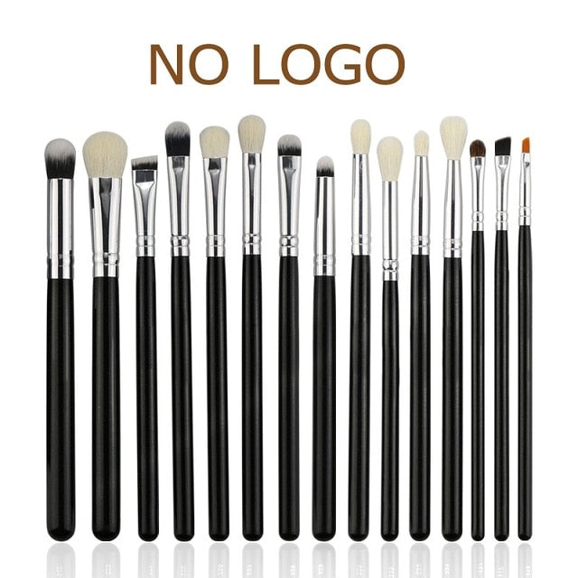 BEILI Black 15-18Pcs Makeup brushes Natural Goat Pony hair Eye shadow Blending Eyeliner Eyebrow Smokey shade brush set