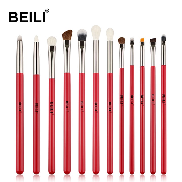 BEILI Black 15-18Pcs Makeup brushes Natural Goat Pony hair Eye shadow Blending Eyeliner Eyebrow Smokey shade brush set