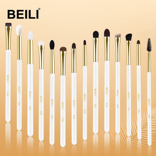 BEILI Black 15-18Pcs Makeup brushes Natural Goat Pony hair Eye shadow Blending Eyeliner Eyebrow Smokey shade brush set