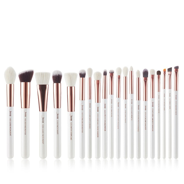 Jessup Makeup brushes set 6-25pcs Pearl White / Rose Gold Professional Make up brush Natural hair Foundation Powder Blushes