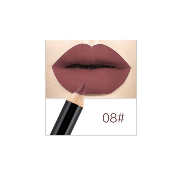 12 Colors Fashion Lipstick Makeup Pencils Long Lasting Pigments Waterproof Matte Lip Liner Lipstick Pen Makeup Tool TSLM2