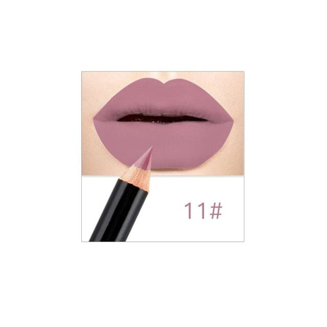 12 Colors Fashion Lipstick Makeup Pencils Long Lasting Pigments Waterproof Matte Lip Liner Lipstick Pen Makeup Tool TSLM2