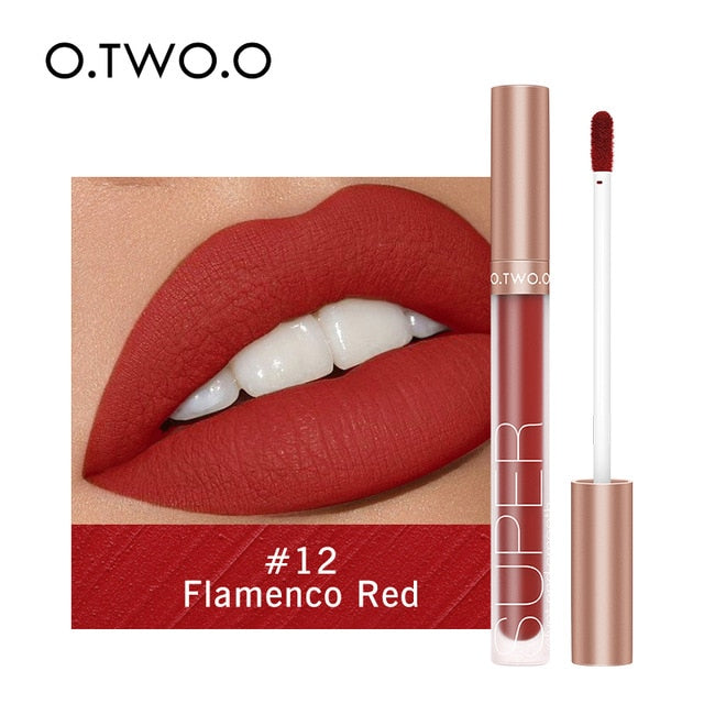 O.TWO.O Liquid Lipstick Matte Lip Gloss Cosmetic Lightweight Lip Glaze Long Lasting Lip Tint  Waterproof 12 Color Lips Makeup