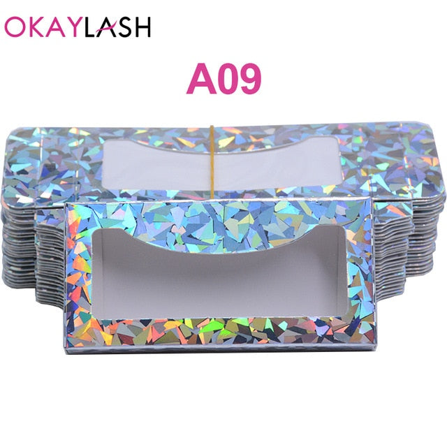 OKAYLASH Newes 50/100pcs Carton Paper Packing Box  for 25mm long EyeLash Wholesale Bulk Cheap Pretty Lashes Storage Packaging