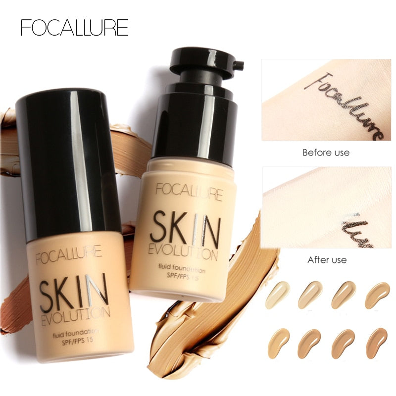 FOCALLURE Base Face Liquid Foundation Cream Full Coverage Concealer Oil-control Easy to Wear Soft Face Makeup Foundation