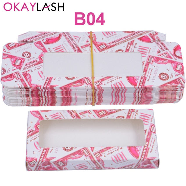 OKAYLASH Newes 50/100pcs Carton Paper Packing Box  for 25mm long EyeLash Wholesale Bulk Cheap Pretty Lashes Storage Packaging