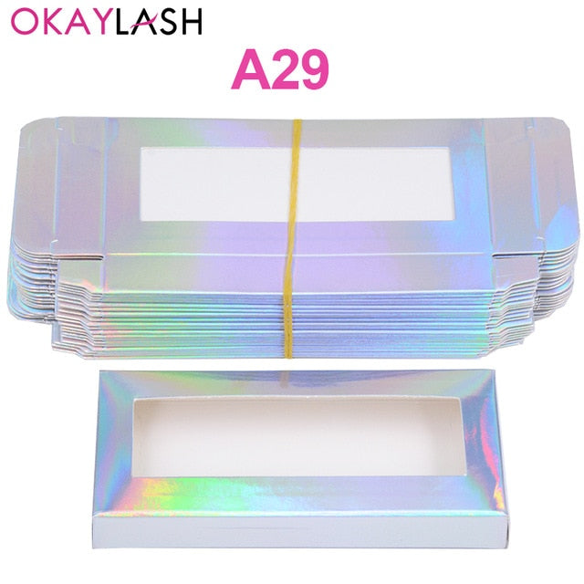 OKAYLASH Newes 50/100pcs Carton Paper Packing Box  for 25mm long EyeLash Wholesale Bulk Cheap Pretty Lashes Storage Packaging