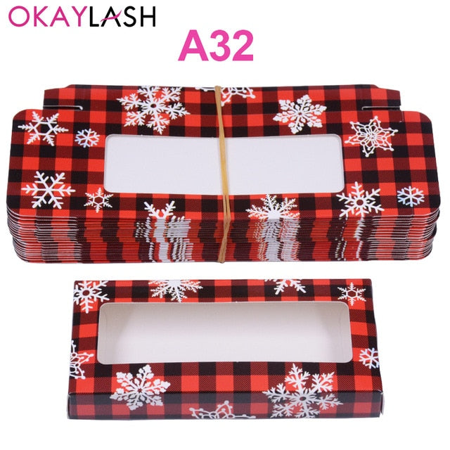 OKAYLASH Newes 50/100pcs Carton Paper Packing Box  for 25mm long EyeLash Wholesale Bulk Cheap Pretty Lashes Storage Packaging