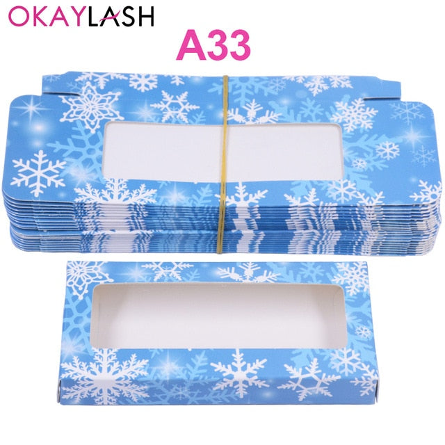 OKAYLASH Newes 50/100pcs Carton Paper Packing Box  for 25mm long EyeLash Wholesale Bulk Cheap Pretty Lashes Storage Packaging