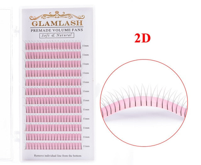 GLAMLASH 2D 3D 4D 5D 6D Long Stem False Lashes Premade Russian Volume Fans Faux Mink Premade Eyelash Extensions Makeup Cilios