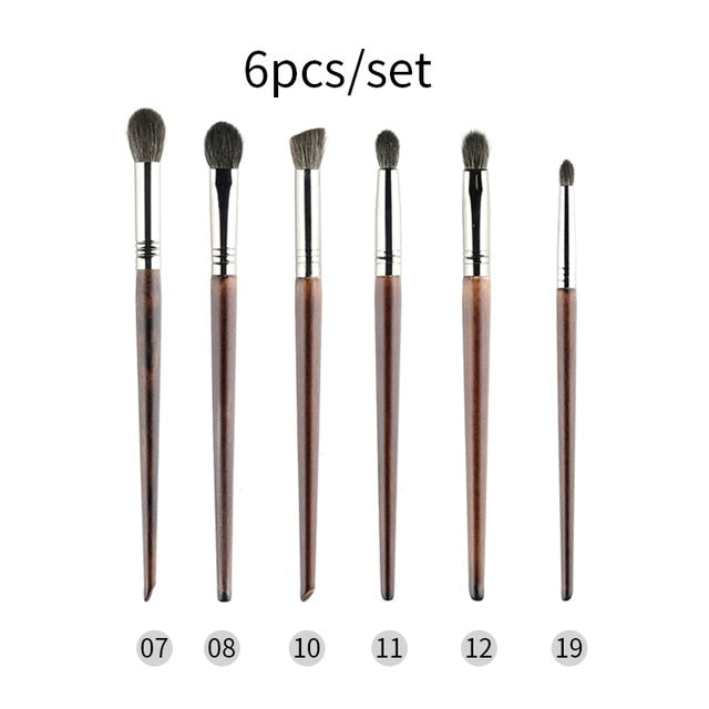 OVW Cosmetic 2/6 pcs Goat Hair Makeup Eye Shadow Brush Set Tool Ultra Soft Make Up Tapered Blender Diffuse Kit Cut Crease Brush