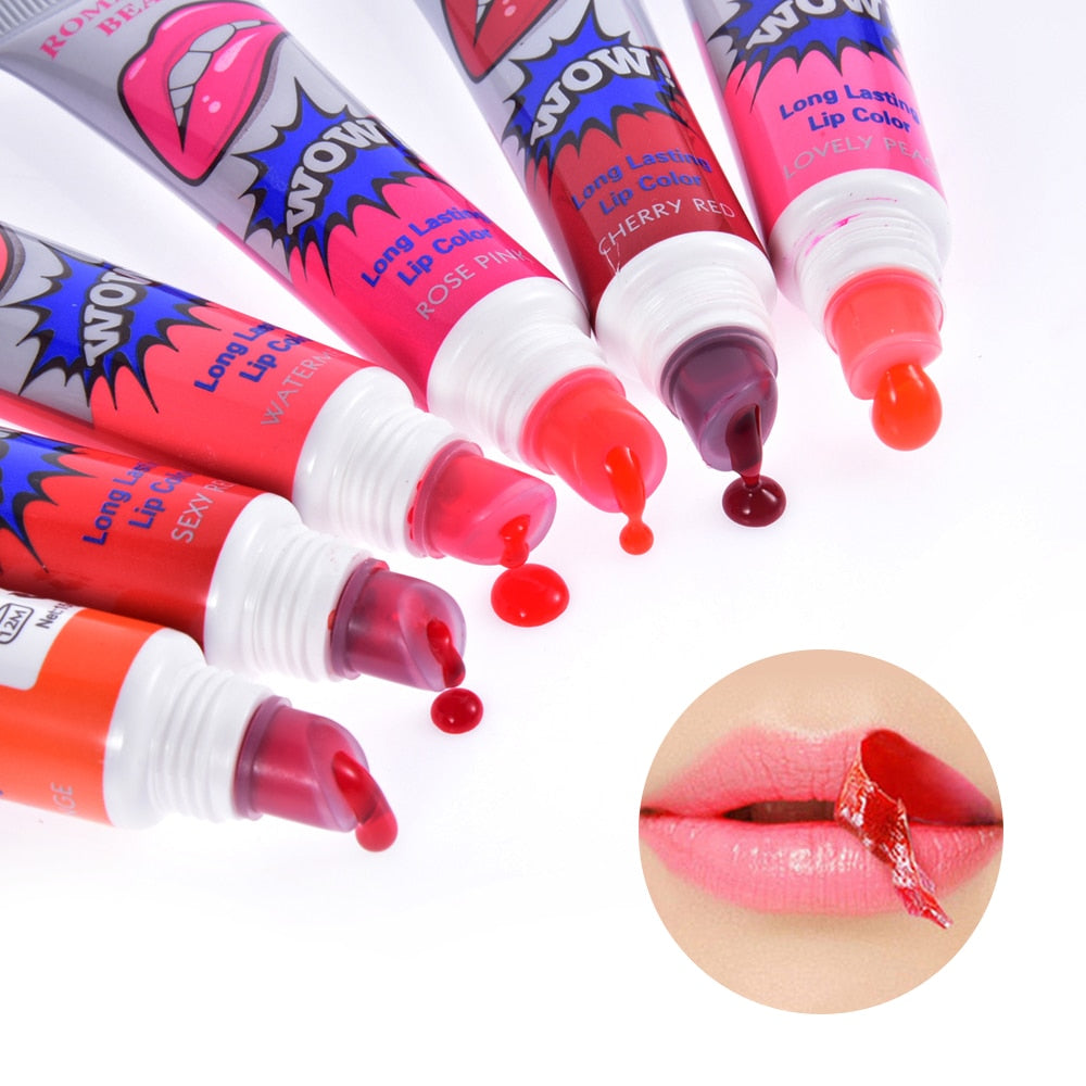 Amazing 6 Colors Peel Off Liquid Lipstick Waterproof Long Lasting Lip Gloss Mask Moisturizer Makeup Tear Pull Lip Lint Cosmetics