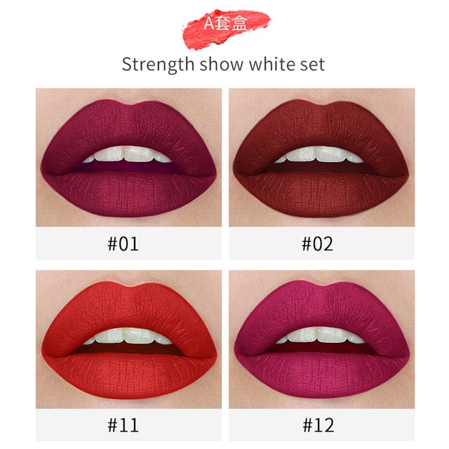 Sexy Type 4pcs Cigarette Shape Lipstick Matte Waterproof  Long-Lasting Smoke Tube Lipstick Velvet Red Lip Tint Makeup Cosmetics