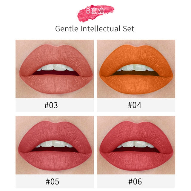 Sexy Type 4pcs Cigarette Shape Lipstick Matte Waterproof  Long-Lasting Smoke Tube Lipstick Velvet Red Lip Tint Makeup Cosmetics