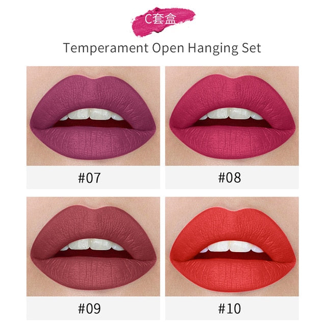 Sexy Type 4pcs Cigarette Shape Lipstick Matte Waterproof  Long-Lasting Smoke Tube Lipstick Velvet Red Lip Tint Makeup Cosmetics