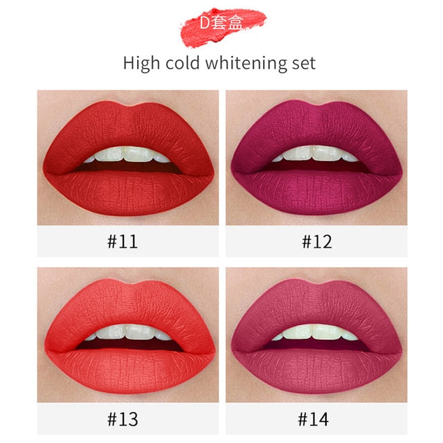 Sexy Type 4pcs Cigarette Shape Lipstick Matte Waterproof  Long-Lasting Smoke Tube Lipstick Velvet Red Lip Tint Makeup Cosmetics